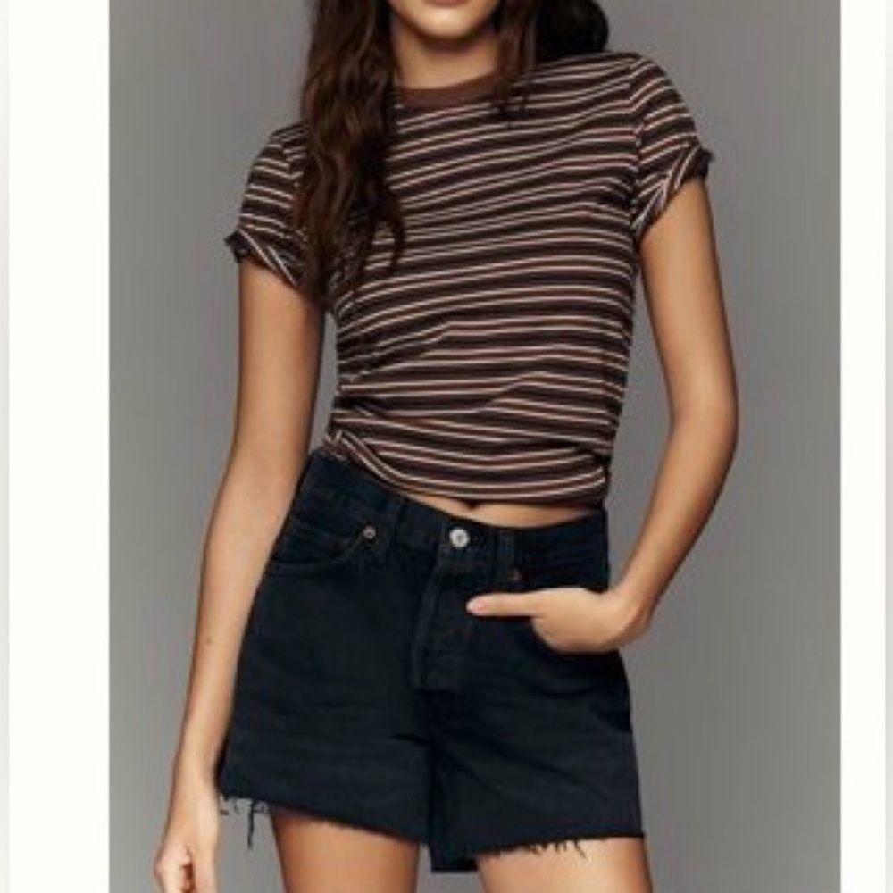 Agolde Black Denim High-Rise Jean Shorts